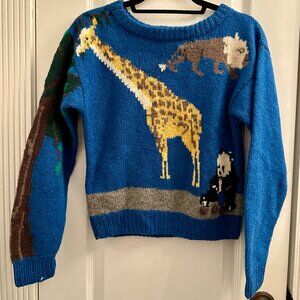Vintage Hand Knit 100% Shetland Wool Sweater